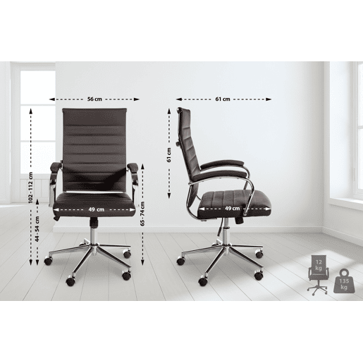 Silla de oficina Mollis de cuero auténtico Café 61X56X102 cm