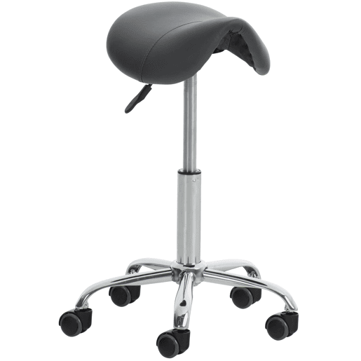 Taburete Con Ruedas Reno Simil cuero Gris 46X46X53 cm