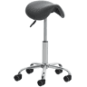 Taburete Con Ruedas Reno Simil cuero Gris 46X46X53 cm