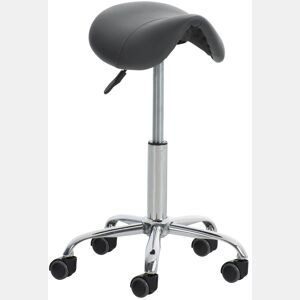 Taburete Con Ruedas Reno Simil cuero Gris 46X46X53 cm