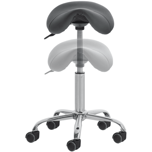 Taburete Con Ruedas Reno Simil cuero Gris 46X46X53 cm