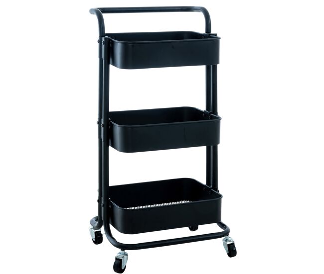 Trolley con ruedas mailo metal negro 36x43x86 cm