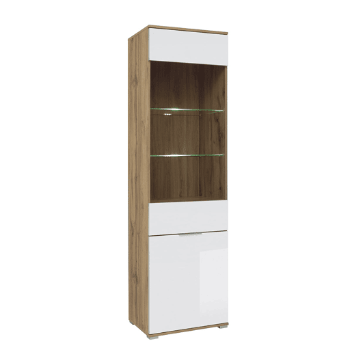 Vitrina 2 portas Selma Branco e Madeira Vitrina 2 portas Selma Branco e Madeira