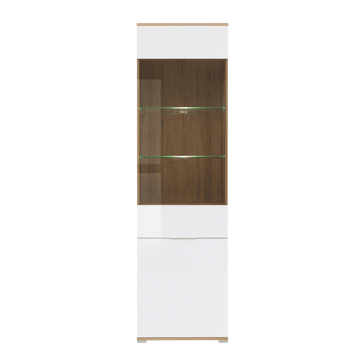 Vitrina 2 portas Selma Branco e Madeira Vitrina 2 portas Selma Branco e Madeira