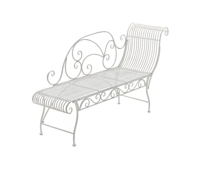 Tumbona de jardin karma metal blanco antiguo 46x156x78 cm