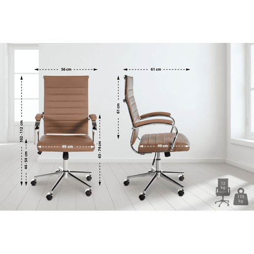 Silla de oficina Mollis de cuero auténtico Marrón claro 61X56X102 cm