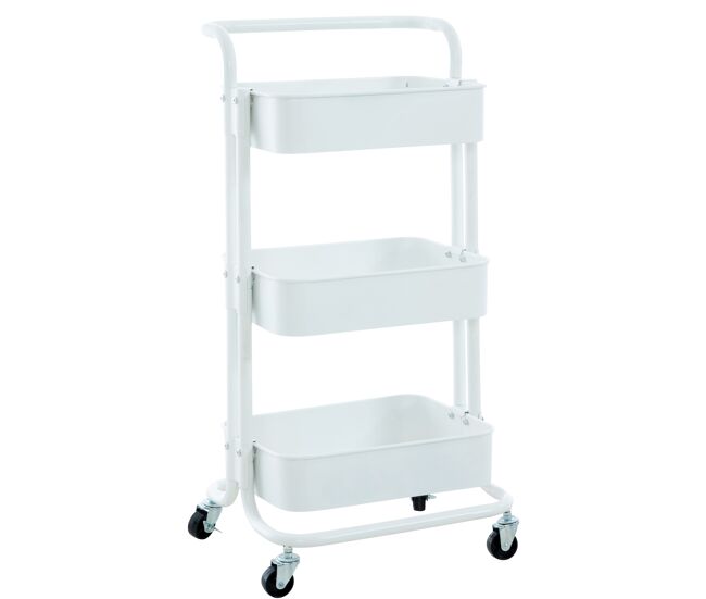 Trolley con ruedas mailo metal blanco 36x43x86 cm