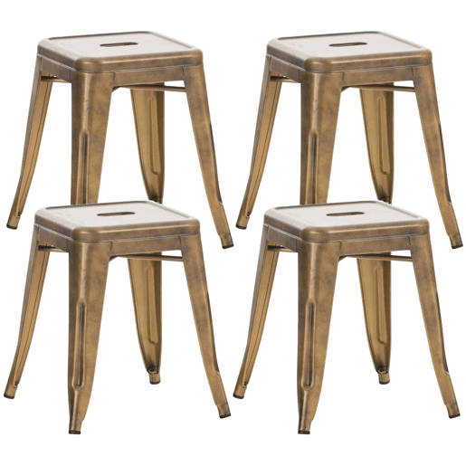 Set De 4 Taburetes Bajos Armin Metal Dorado 40X40X46 cm