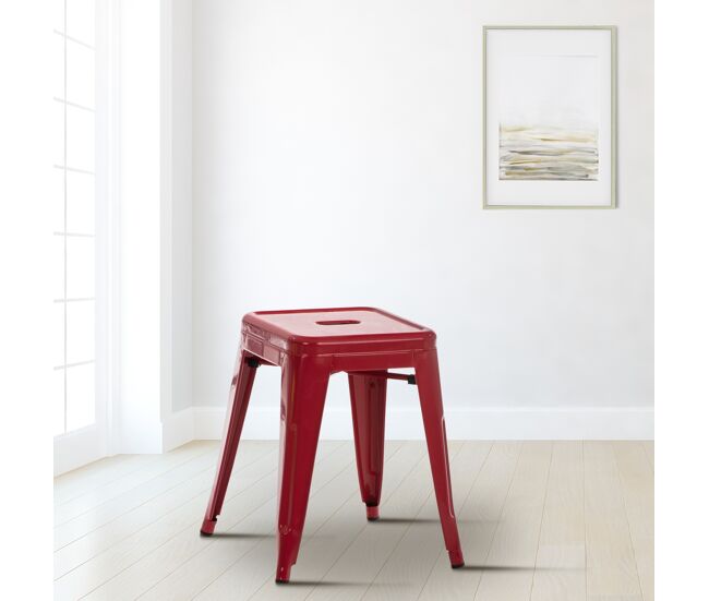 Taburete armin metal rojo 40x40x46 cm