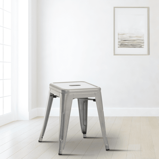 Taburete Armin Metal Plateado 40X40X46 cm