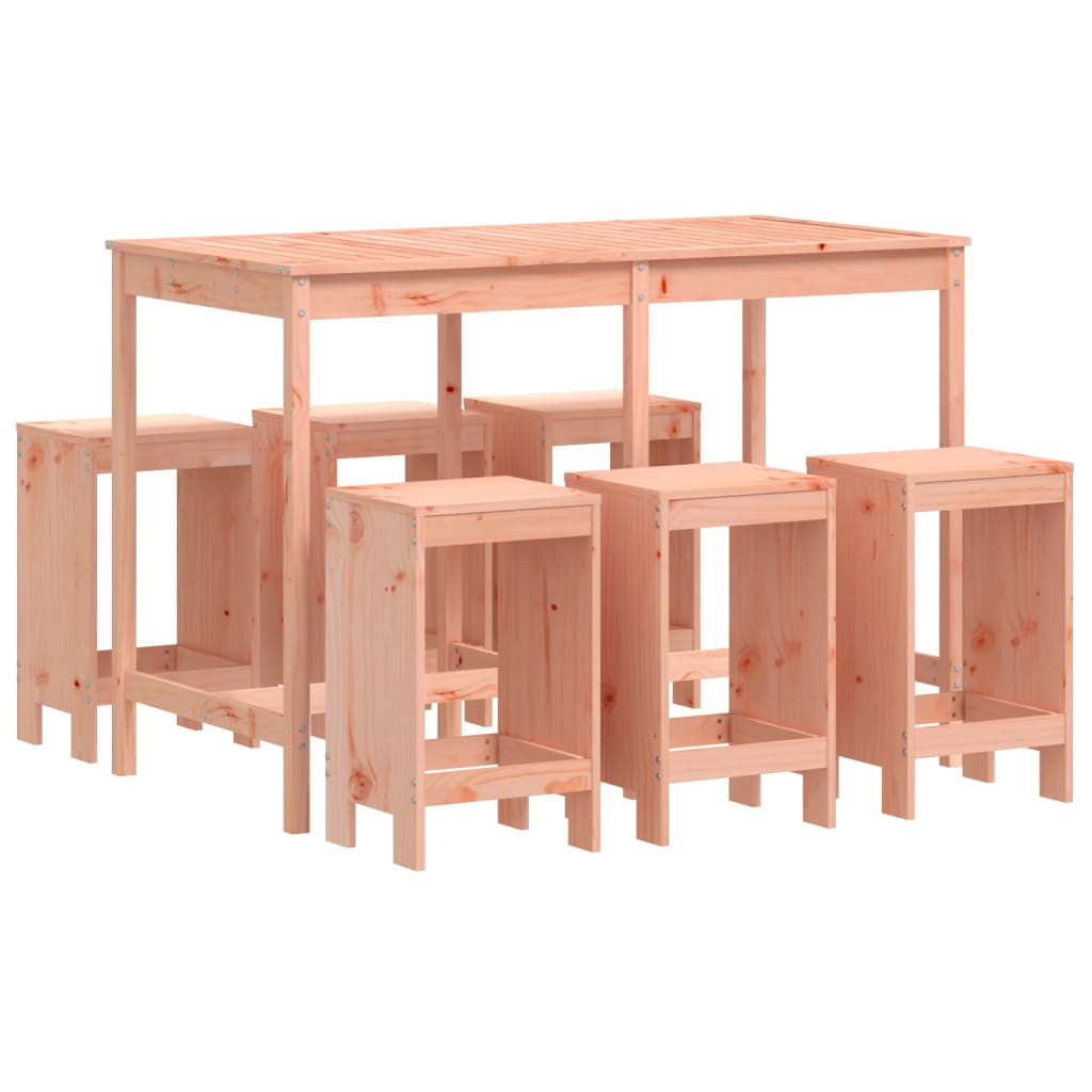 Juego de muebles de jardin 7 piezas madera maciza abeto douglas