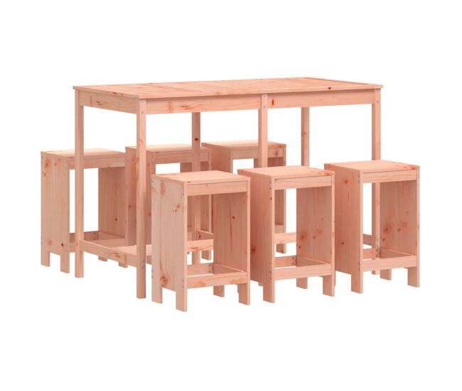 Juego de muebles de jardin 7 piezas madera maciza abeto douglas