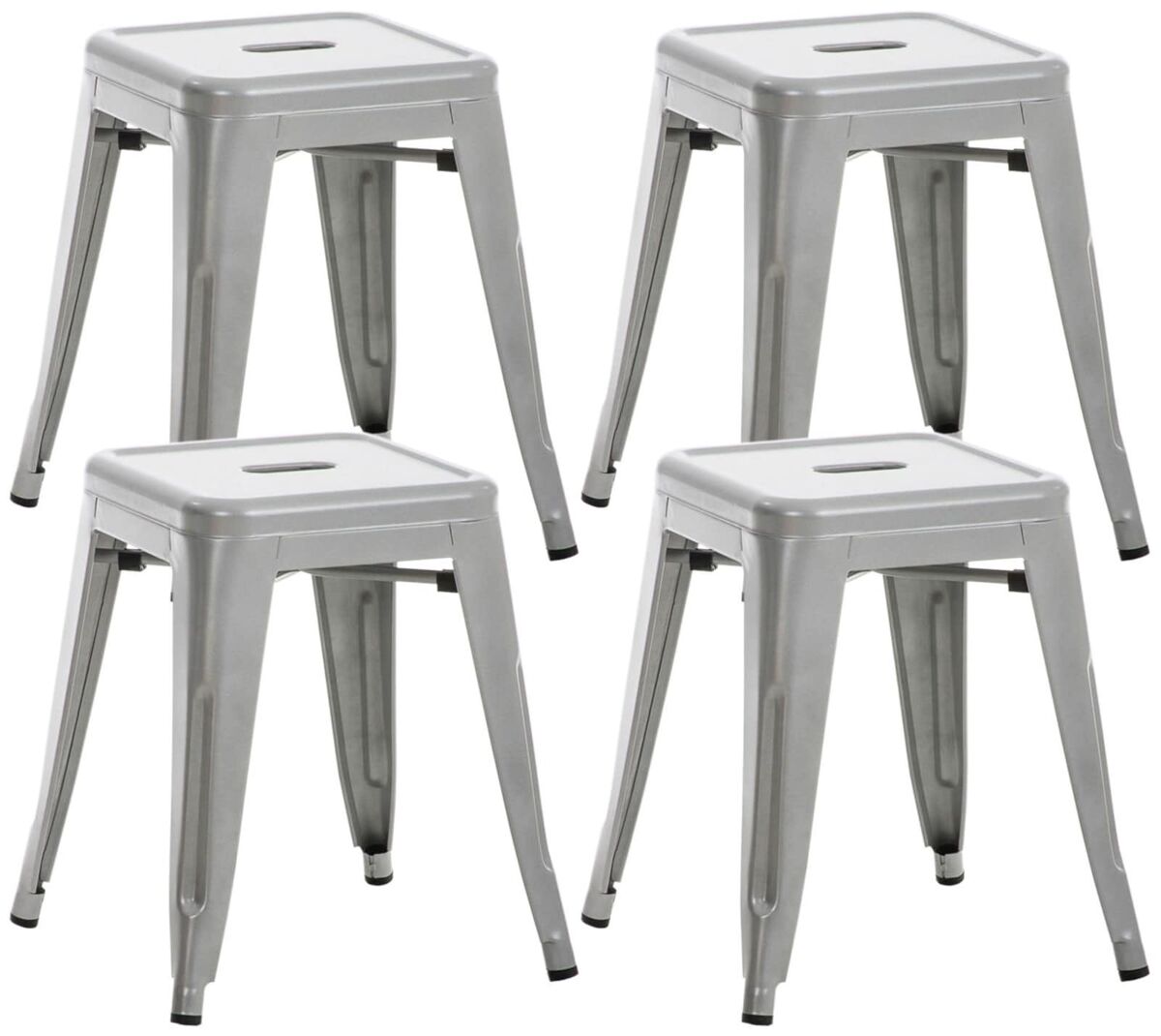 Set de 4 taburetes bajos armin metal plateado 40x40x46 cm