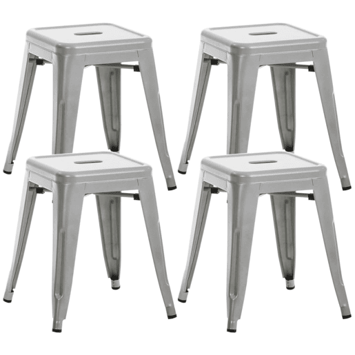 Set De 4 Taburetes Bajos Armin Metal Plateado 40X40X46 cm Set De 4 Taburetes Bajos Armin Metal Plateado 40X40X46 cm