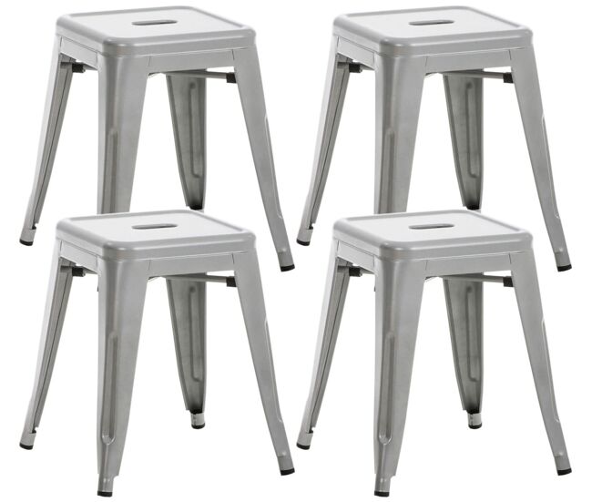 Set de 4 taburetes bajos armin metal plateado 40x40x46 cm