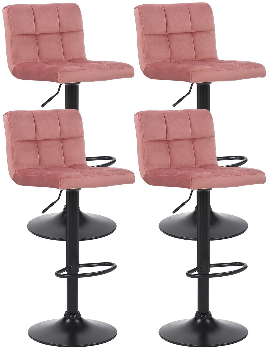 Set de 4 taburetes de bar feni en terciopelo rosado 40x40x85 cm