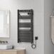 Radiador toallero eléctrico mural Uvdal 500W 16 tubos aluminio Radiador toallero eléctrico mural Uvdal 500W 16 tubos aluminio Negro