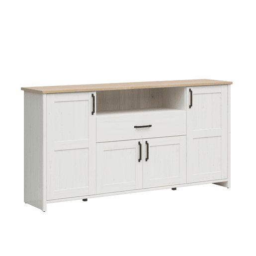 Cômoda 4 portas 1 gaveta Aksel Branco e Madeira