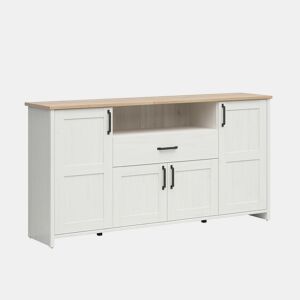Cômoda 4 portas 1 gaveta Aksel Branco e Madeira