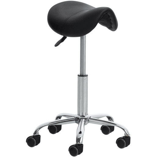Taburete Con Ruedas Reno Simil cuero Negro 46X46X53 cm