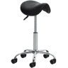 Taburete Con Ruedas Reno Simil cuero Negro 46X46X53 cm