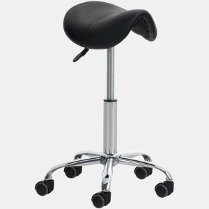 Taburete Con Ruedas Reno Simil cuero Negro 46X46X53 cm