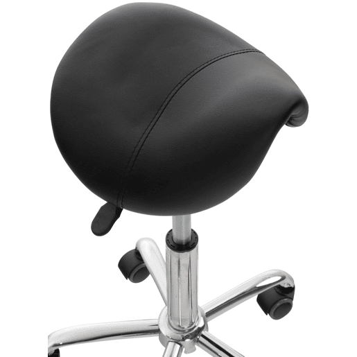 Taburete Con Ruedas Reno Simil cuero Negro 46X46X53 cm