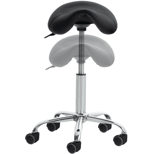 Taburete Con Ruedas Reno Simil cuero Negro 46X46X53 cm