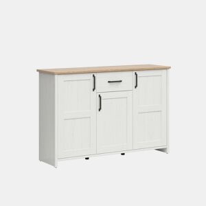 Cômoda 3 portas 1 gaveta Aksel Branco e Madeira