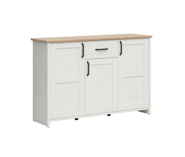 Bufé 3 puertas y 1 cajón aksel blanco y madera