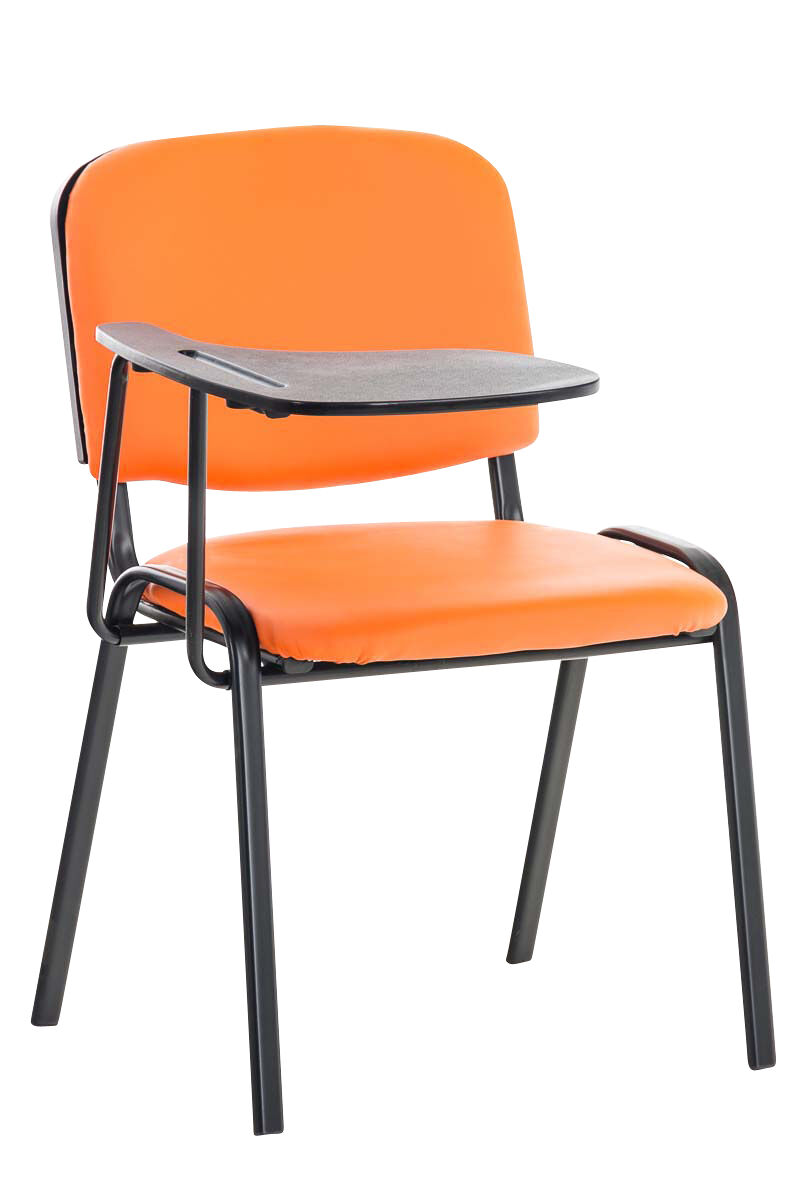 Silla conferencia ken con mesa plegable simil cuero naranja 71x53x81 cm