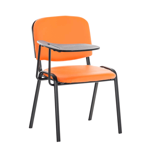 silla conferencia Ken con mesa plegable Simil cuero Naranja 71X53X81 cm