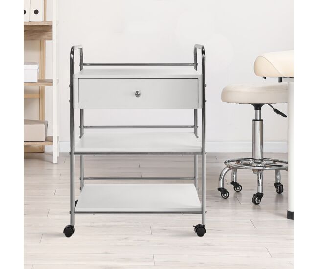 Carro para aparatos cosméticos pl912 madera blanco 36x59x82 cm