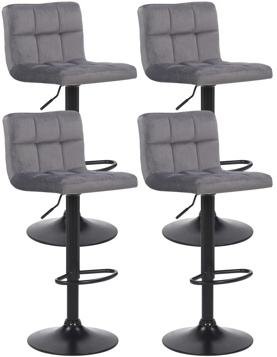 Set de 4 taburetes de bar feni en terciopelo gris 40x40x85 cm