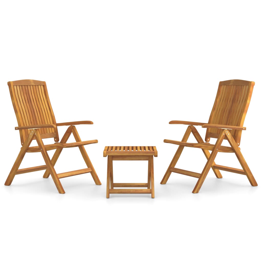 Juego de muebles de jardin 3 piezas madera maciza de teca