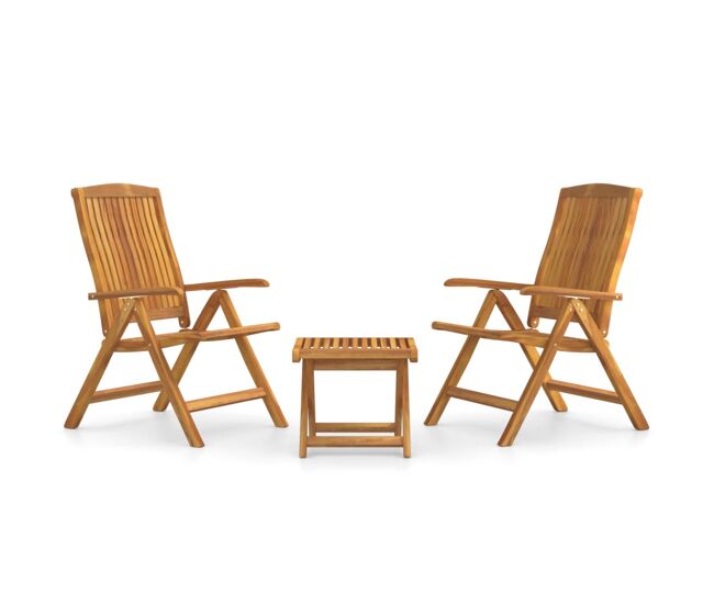 Juego de muebles de jardin 3 piezas madera maciza de teca