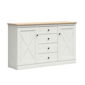 Buffet 2 portes 4 tiroirs Victoria Blanc et Bois