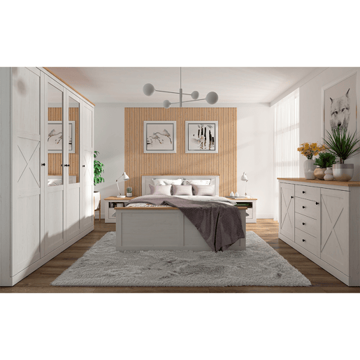 Buffet 2 portes 4 tiroirs Victoria Blanc et Bois