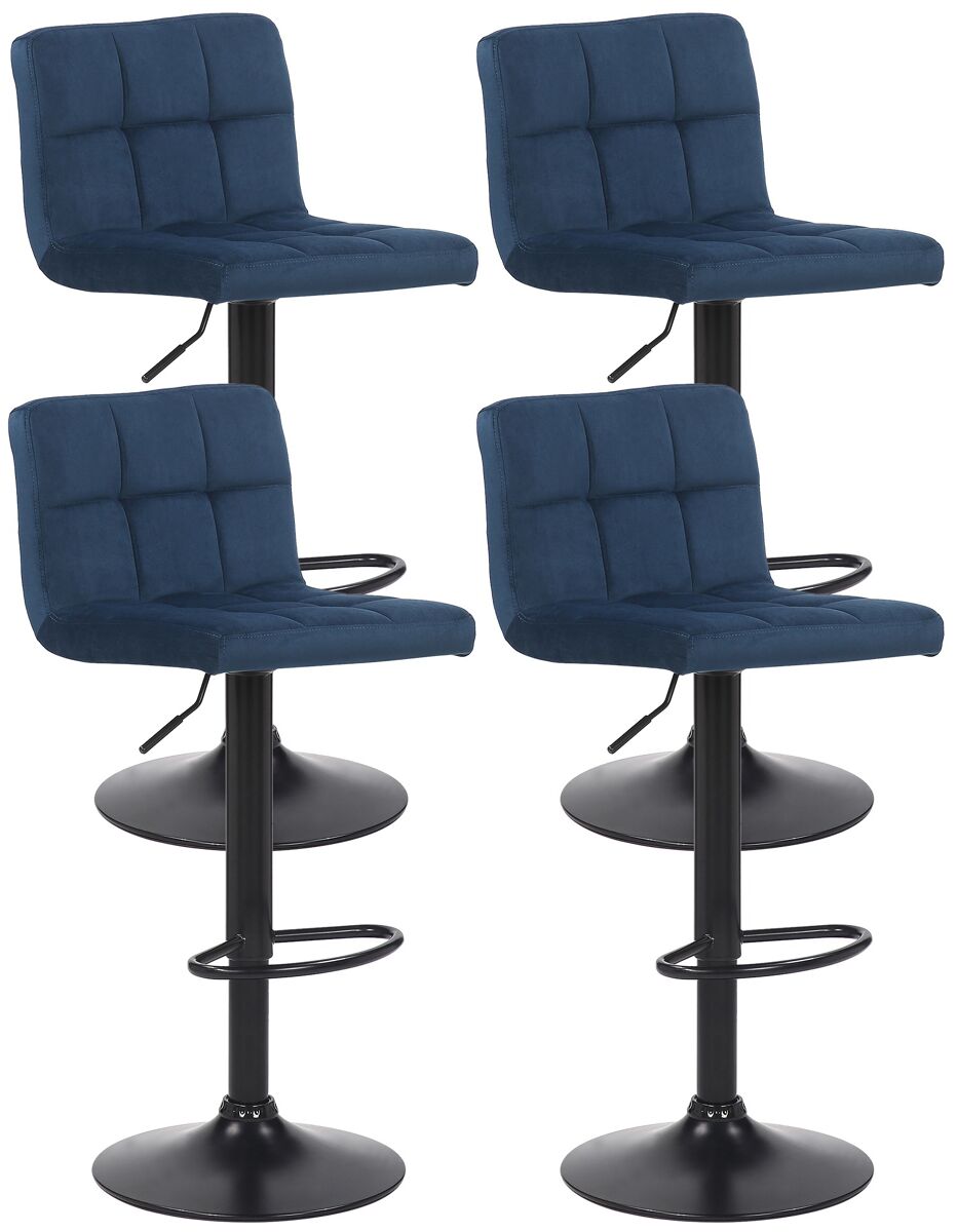 Set de 4 taburetes de bar feni en terciopelo azul 40x40x85 cm
