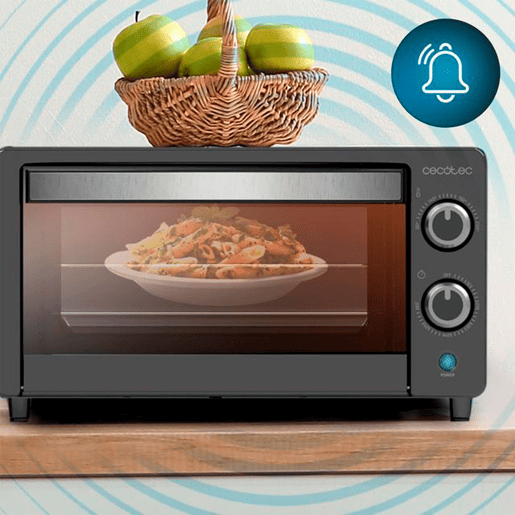 Cecotec Mini-forno elétrico multifunções, 10 litros de capacidade e porta com vidro duplo.