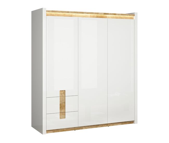 Armario 3 puertas con led helios blanco lacado y madera