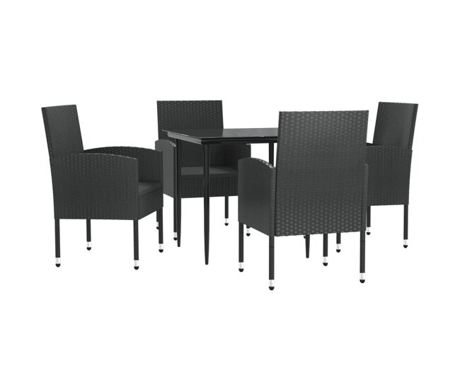 Juego de comedor de jardin 5 piezas ratán sintético y acero negro