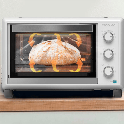 Cecotec Mini-forno de convecção de 26 litros com pedra especial para pizzas e 6 funções diferentes.