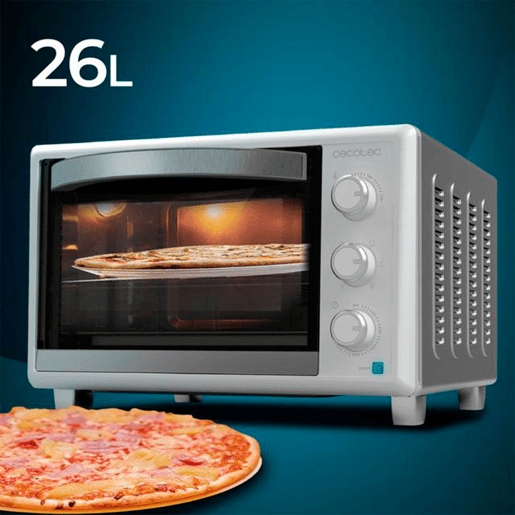 Cecotec Mini-forno de convecção de 26 litros com pedra especial para pizzas e 6 funções diferentes.