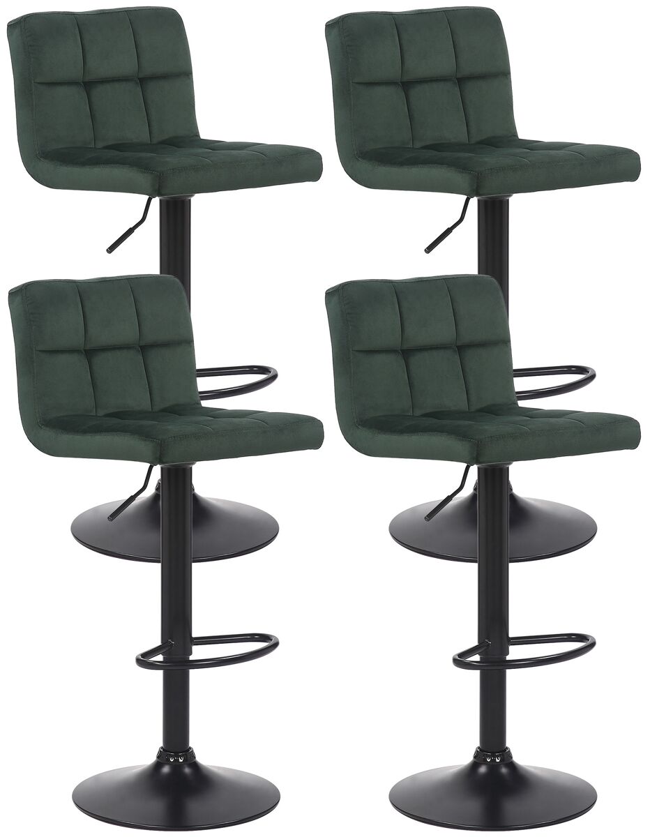 Set de 4 taburetes de bar feni en terciopelo verde 40x40x85 cm
