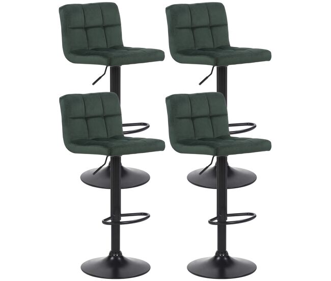 Set de 4 taburetes de bar feni en terciopelo verde 40x40x85 cm