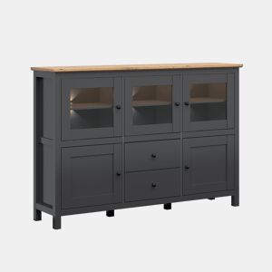 Aparador de 5 portas e 2 gavetas com LED Duck Cinzento antracite e madeira