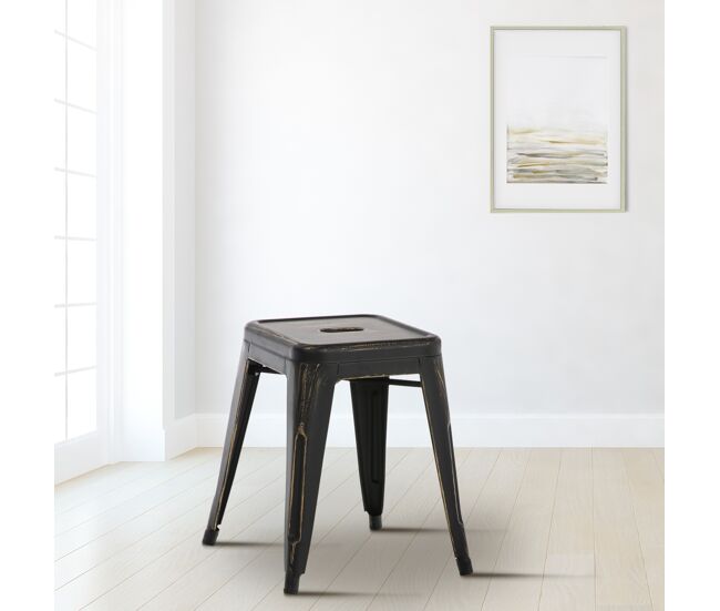 Taburete armin metal negro-dorado 40x40x46 cm