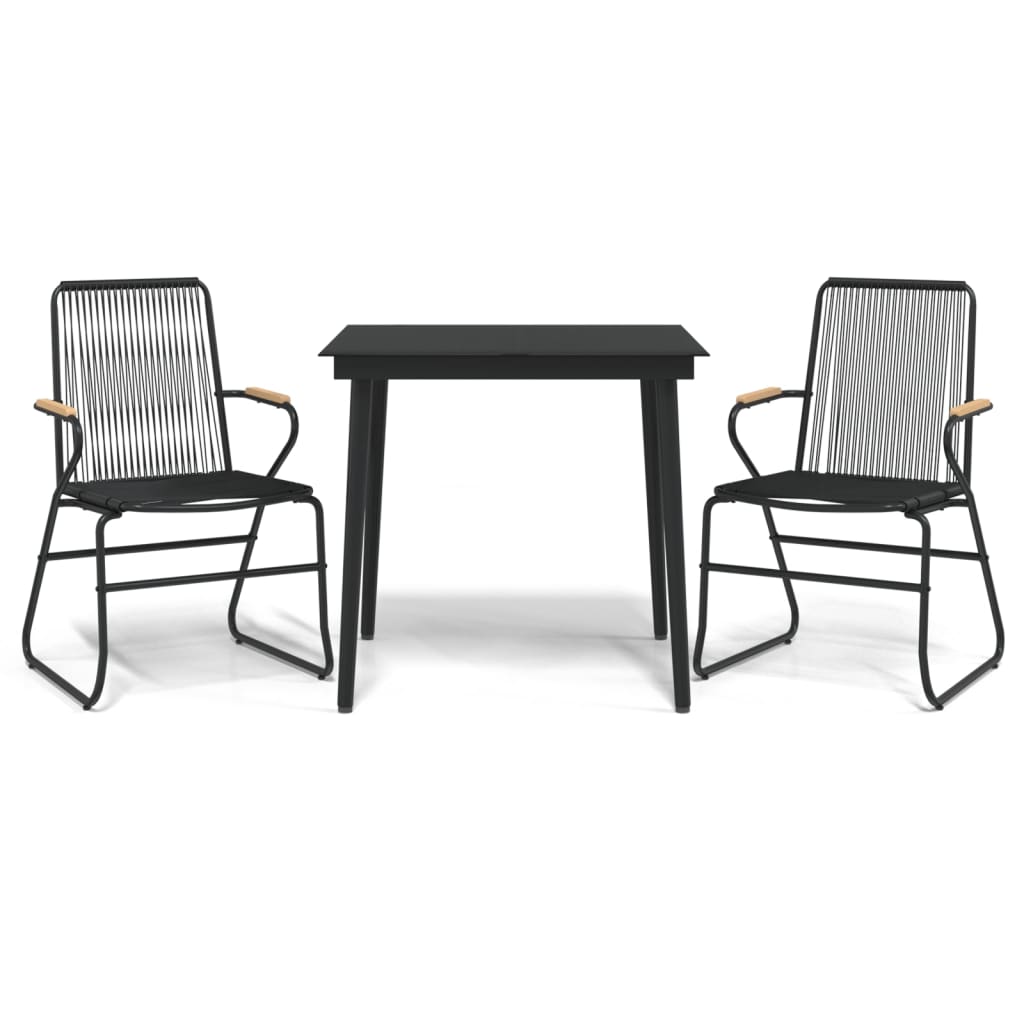 Juego de comedor de jardin 3 piezas ratán pvc negro