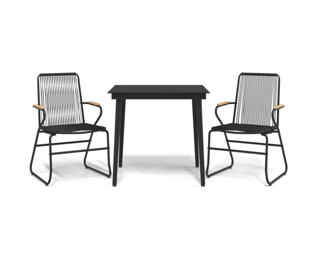 Juego de comedor de jardin 3 piezas ratán pvc negro